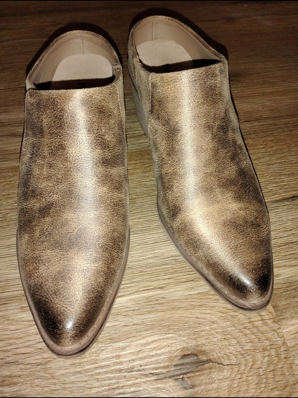Pierre Dumas Brown Distressed Leather Ankle Booties